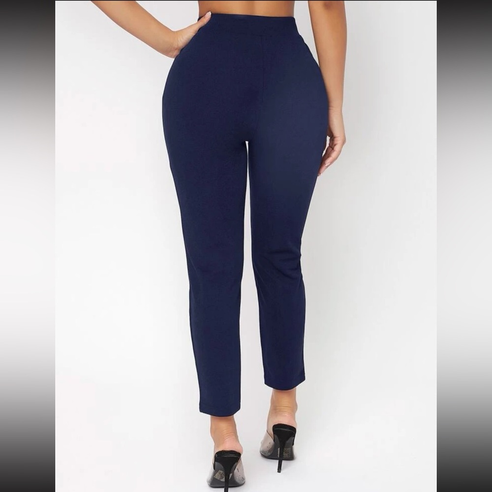SHEIN PETITE High Waist Double Button Skinny Cropped Pants